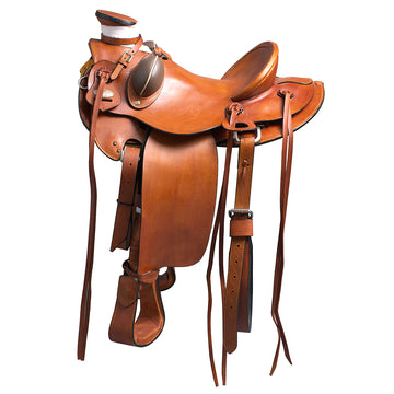 15 In HILASON Western Horse Wade Saddle Genuine Leather Ranch Roping Brown